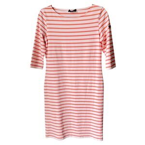 Saint James Propriano Dress Coral White Stripe 3/4 SLV Anti UV Boat Neck Size 8